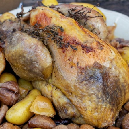 Poulet rôti aux Pommes et Châtaignes